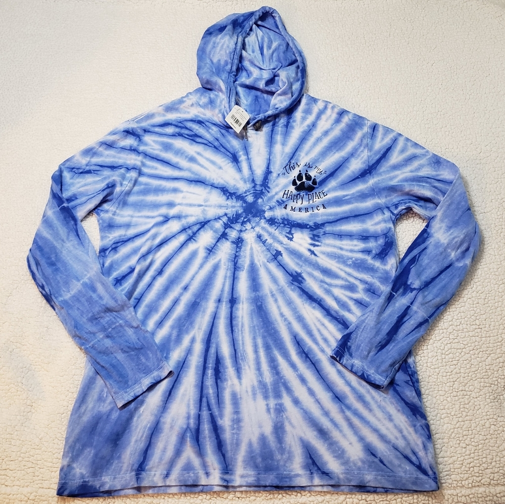 Long Sleeve "America" Hoodie Tie Dye Graph…
